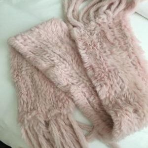 Pink Rabbit Scarf with Fringe..Approx 38" long